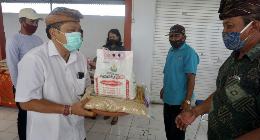 Rai Mantra Serahkan Bantuan Pupuk NPK dan Benih Padi